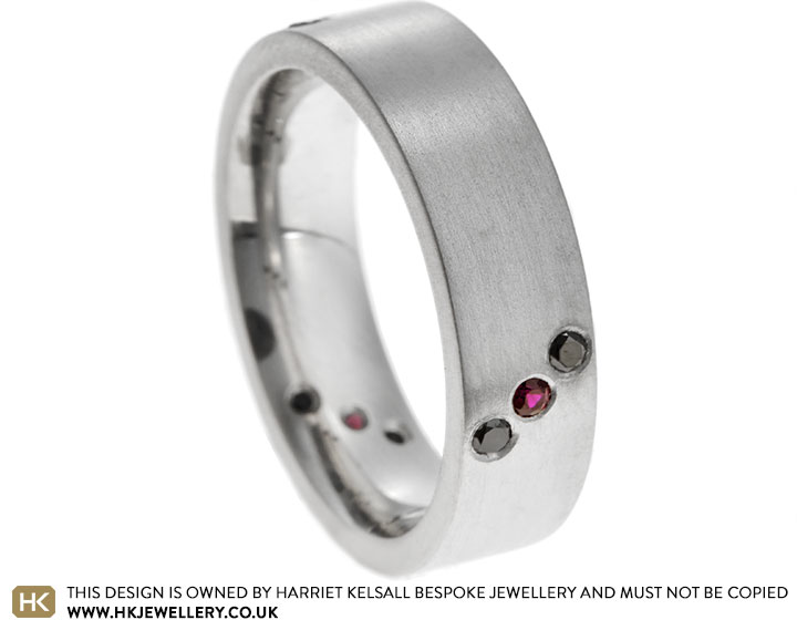 Isobel's Platinum Black Diamond and Ruby Eternity Ring