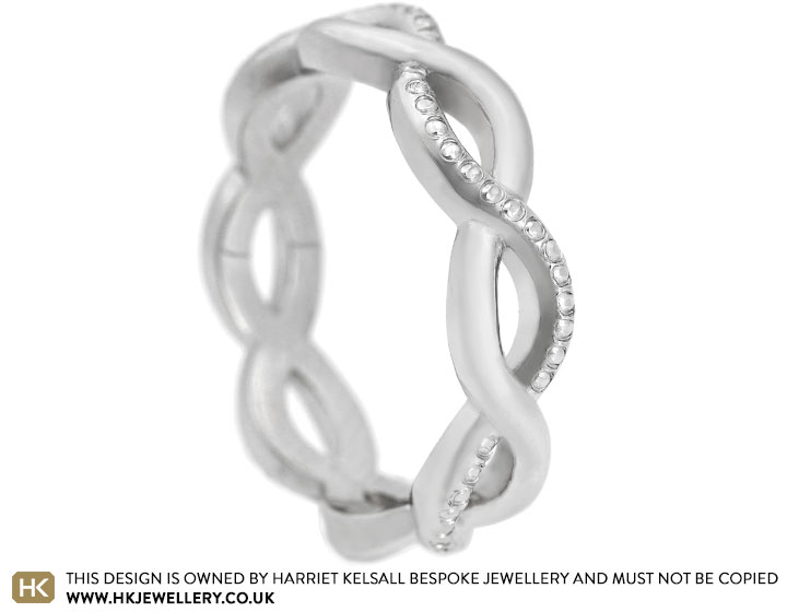 Eileen's Platinum Open Twist Eternity Ring with Beading Detail