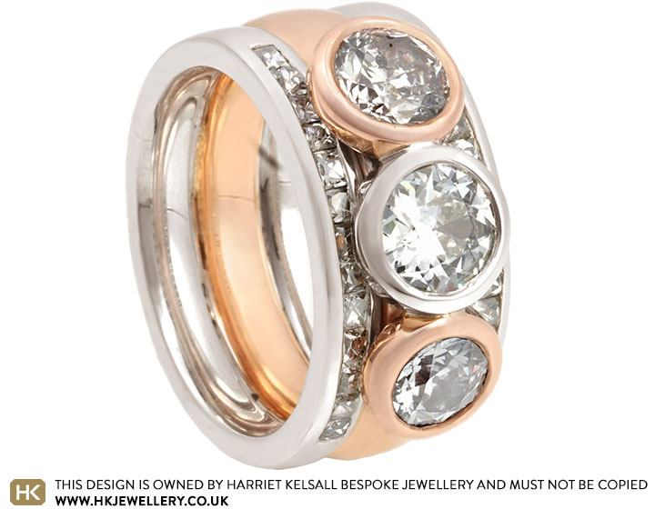 Fiona's 9ct White and Rose Gold Diamond Stacking Rings