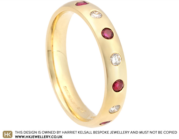 Patricia's 18ct yellow gold diamond and ruby eternity ring