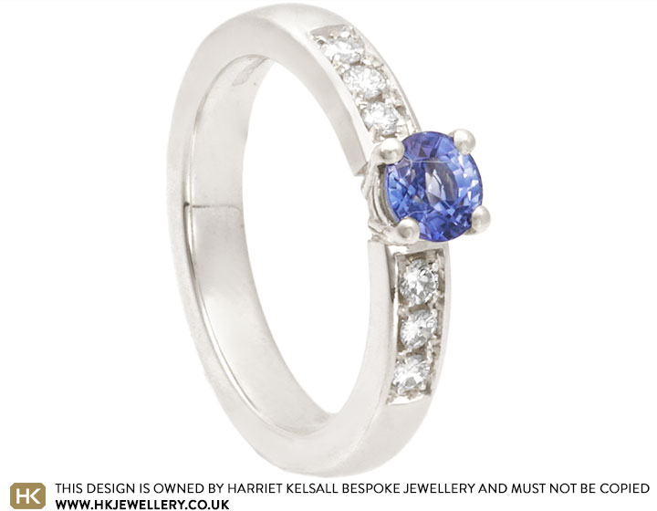 Sarah's 9ct White Gold Engagement Ring with Ceylon Sapphire