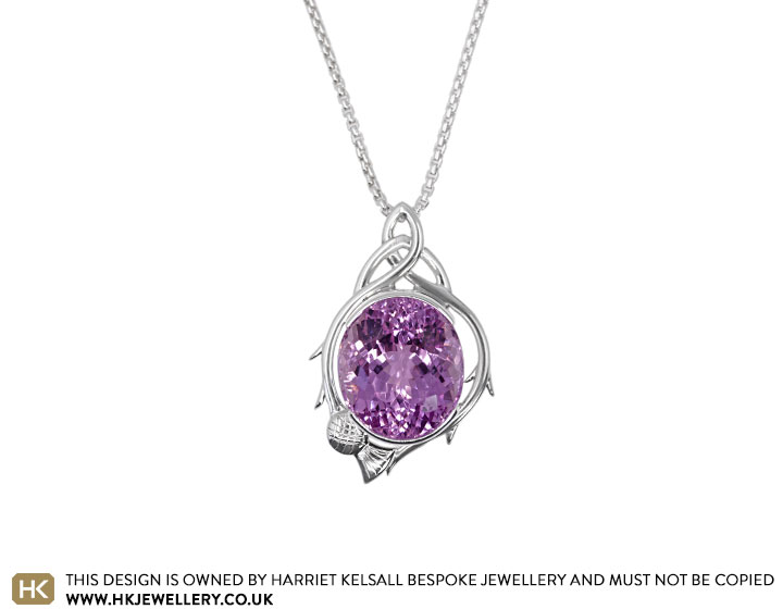 Nicola's Sterling Silver Thistle Pendant with Kunzite