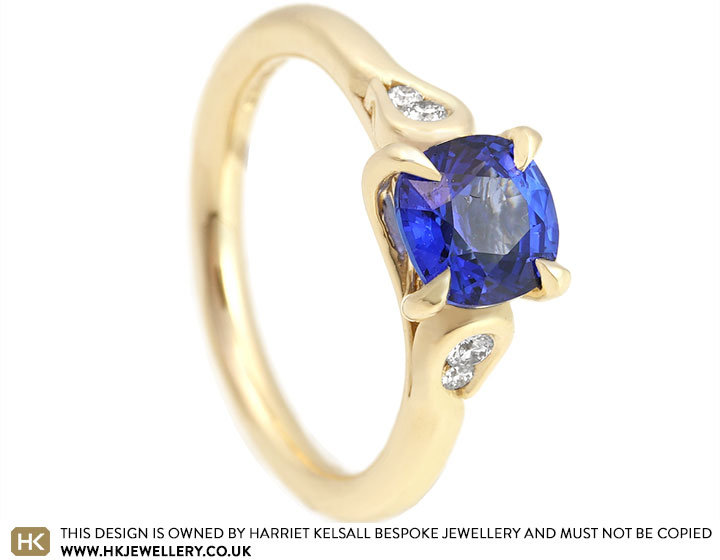 Georgina's 9ct Yellow Gold and Cushion Cut Sapphire Engagement Ring