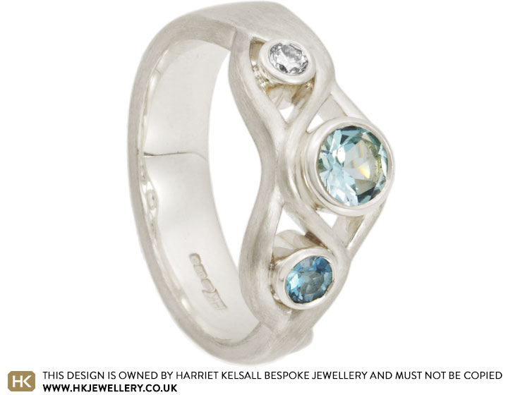 Bridget's 9ct white gold aquamarine and diamond strand dress ring