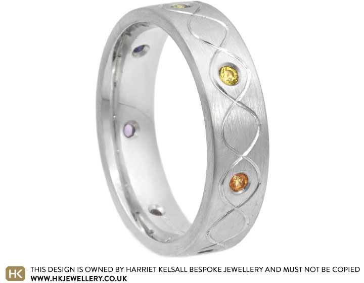 Oliver's Platinum Rainbow Inspired Wedding Band