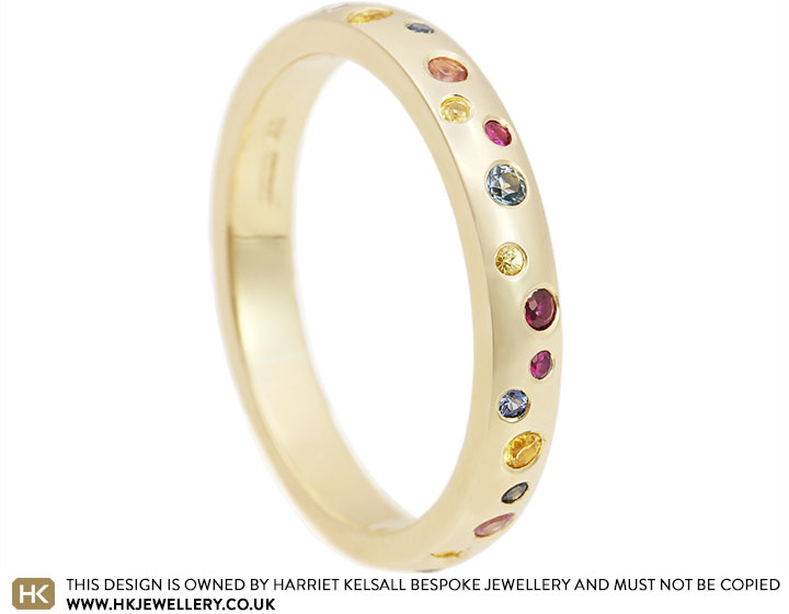 Vicky's 9ct Yellow Gold Birthstone Sapphire and Ruby Eternity Ring