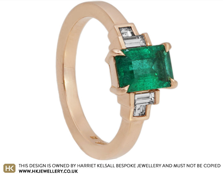 Karla's Fairtrade 9ct Rose Gold Emerald and Diamond Engagement Ring