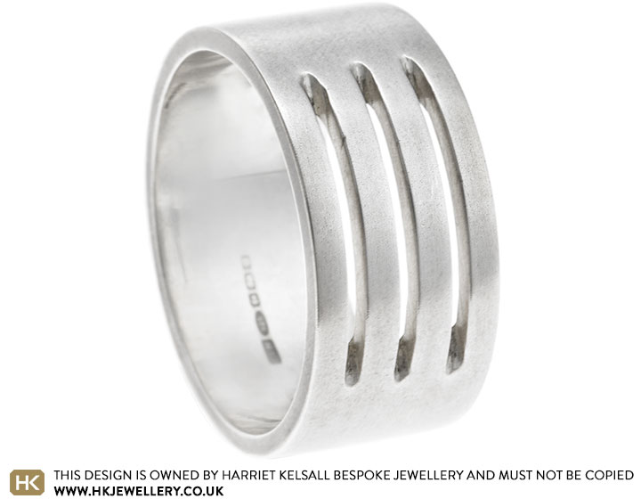 Silver Satinised Contemporary Architecture Inspired Mans Ring