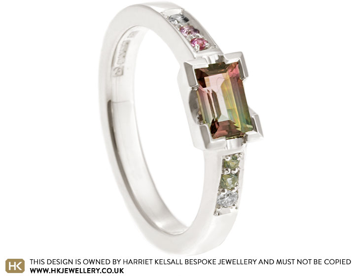 Fairtrade 9ct White Gold and 0.55ct Watermelon Tourmaline Engagement Ring