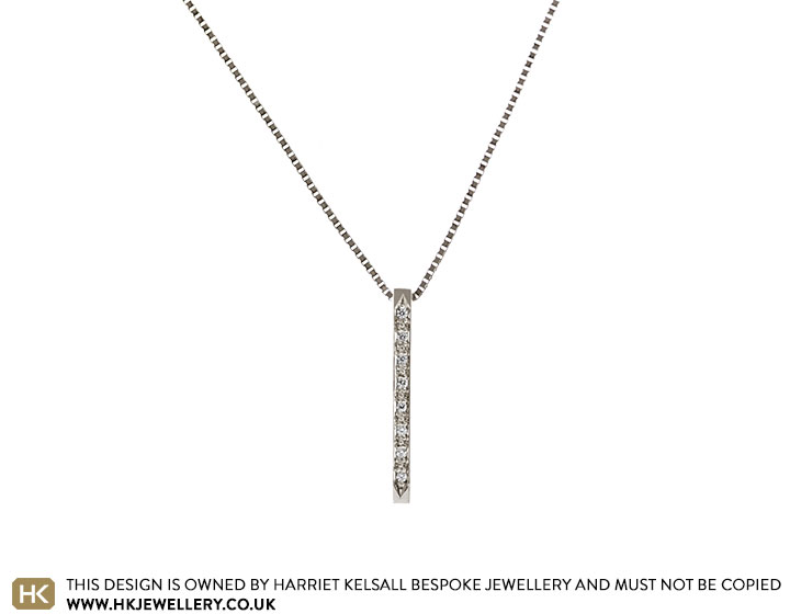 9ct White Gold and Diamond Line Pendant