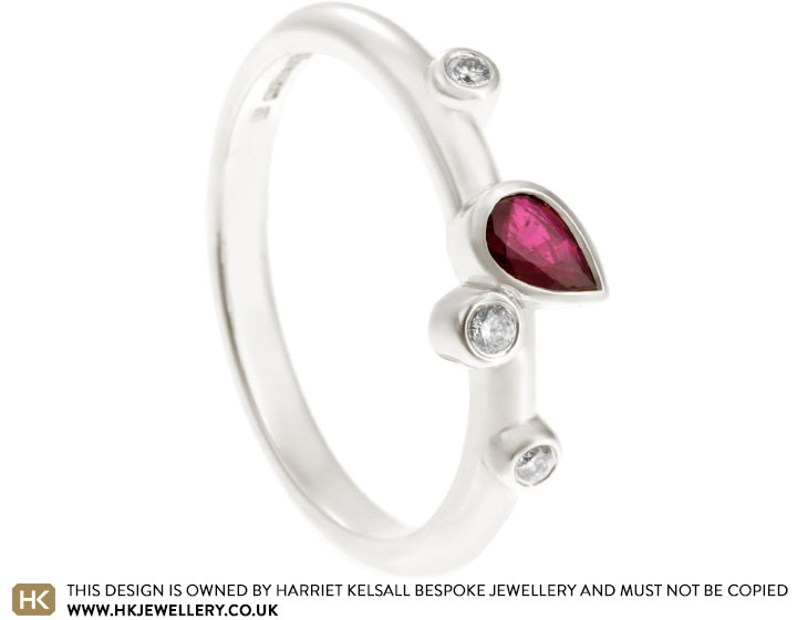 Jane's Fairtrade 9ct White Gold Ruby and Diamond Anniversary Ring