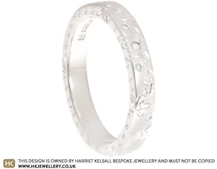 Jo's Fairtrade 9ct White Gold Eternity Ring with Jasmine Engraving