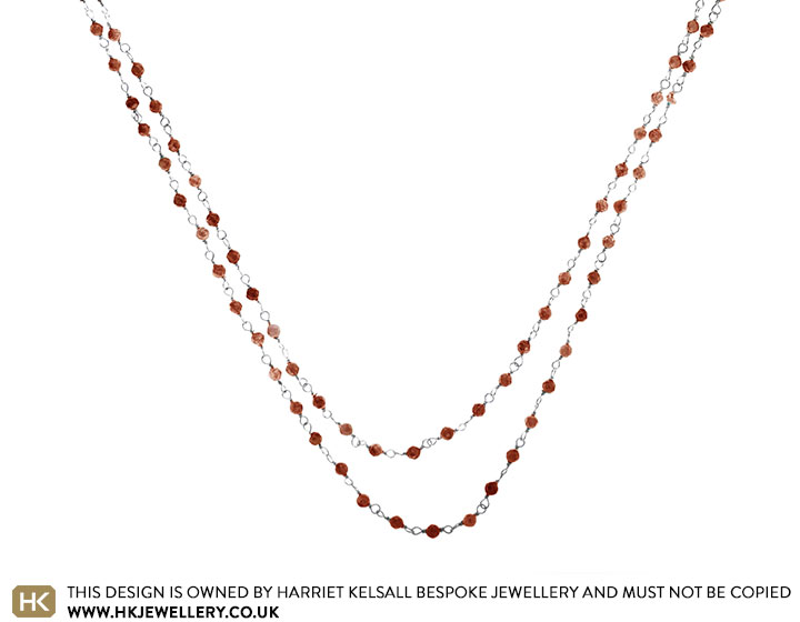 Silver and Garnet Double Strand Beaded Necklace