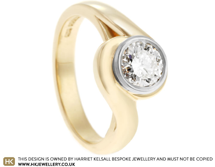 Val's Handworked Gold and Platinum Diamond Solitaire with Twist