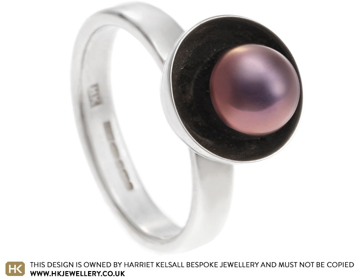 Sterling Silver and Black Pearl Dome Ring