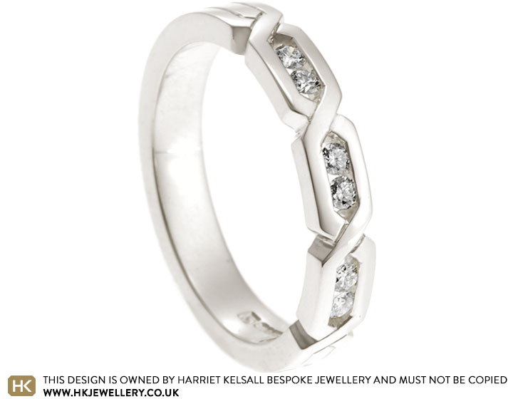 Art Deco Inspired Fairtrade 9ct White Gold Eternity Ring with Channel Set Diamonds