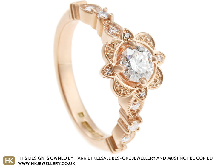 Sheilagh's Vintage Inspired Fairtrade 9ct Rose Gold Diamond Engagement Ring