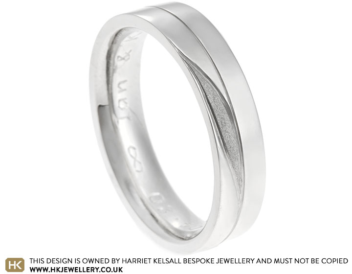 Ian's Palladium Wedding Ring with Engraved Mobius Twist