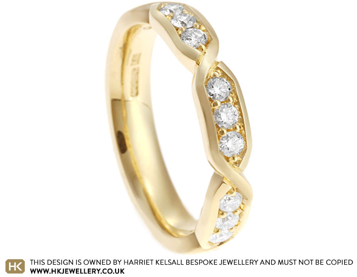 Barbara's 18ct Yellow Gold Diamond Cross Over Eternity Ring