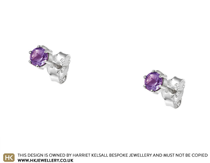 Sterling Silver Amethyst Stud Earrings