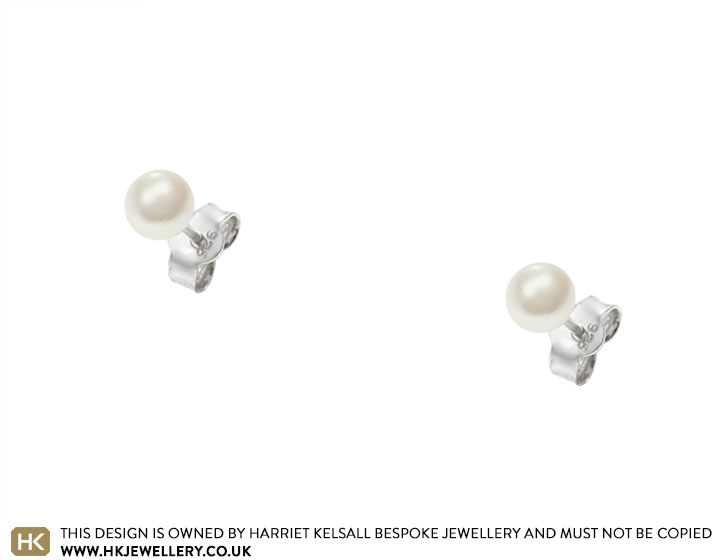 Small Ivory Pearl and Sterling Silver Stud Earrings