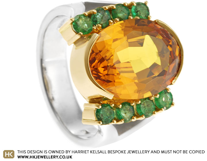 Janine's Mixed Metal Citrine and Emerald Dress Ring