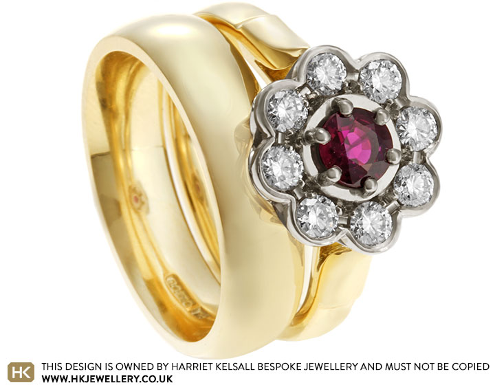Nicola's 18ct Yellow Gold Ruby and Diamond Engagement Ring