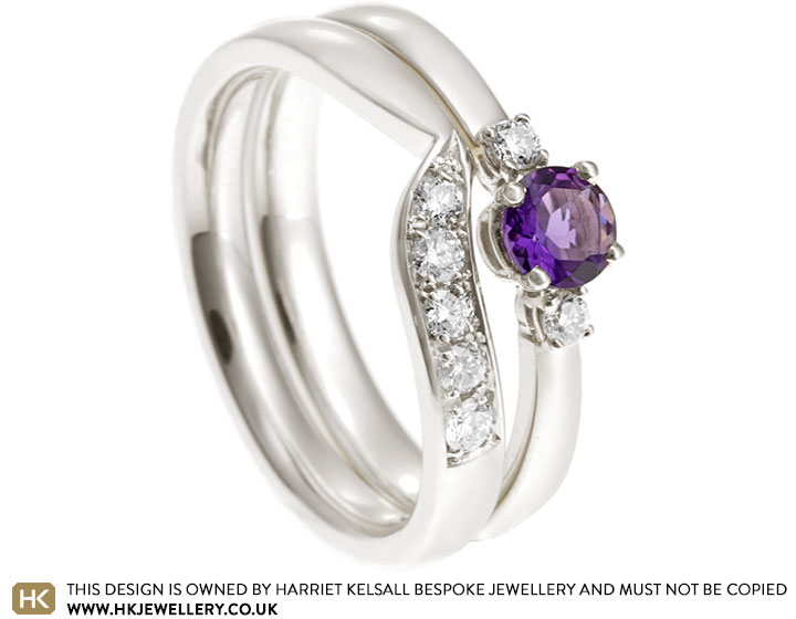 Carrina's 9ct White Gold Amethyst and Diamond Engagement Ring