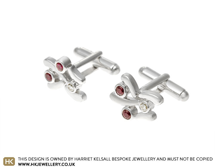 Kit's Sterling Silver Diamond and Ruby Cufflinks