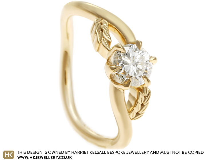 Bianca's Nature Inspired Yellow Gold and Diamond Engagement Ring