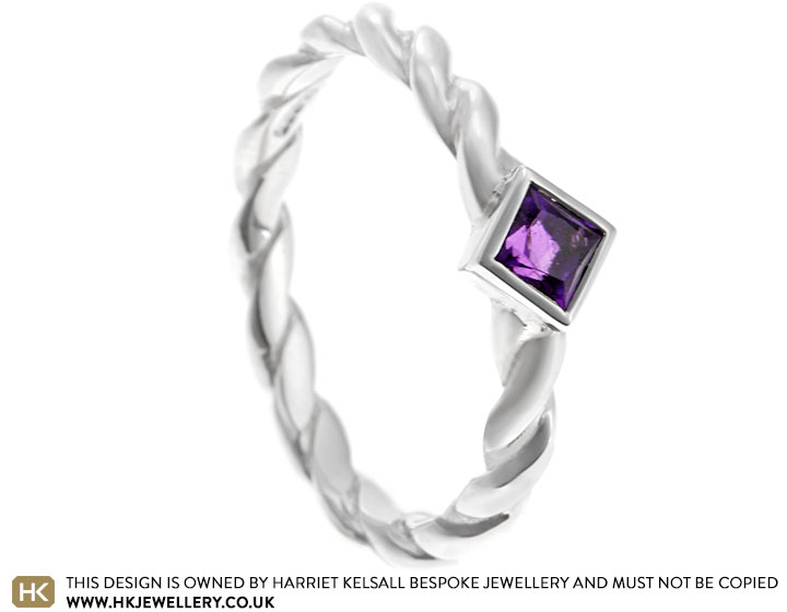 Sterling Silver and Amethyst Twist Ring