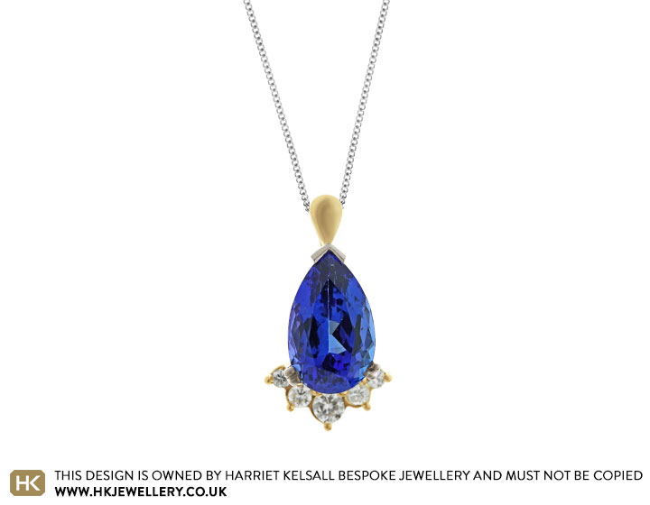 Charlotte's Bespoke 7ct Pear Cut Tanzanite and Diamond Pendant