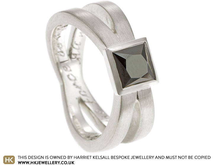 Kelly's Fairtrade 9ct White Gold and Black Diamond Engagement Ring