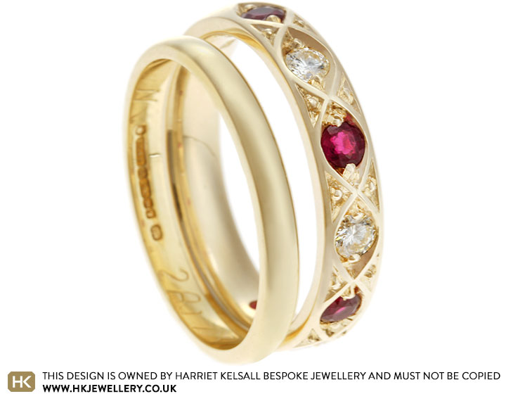 Jenny's 9ct Yellow Gold Diamond and Ruby Reworked Eternity Style Ring