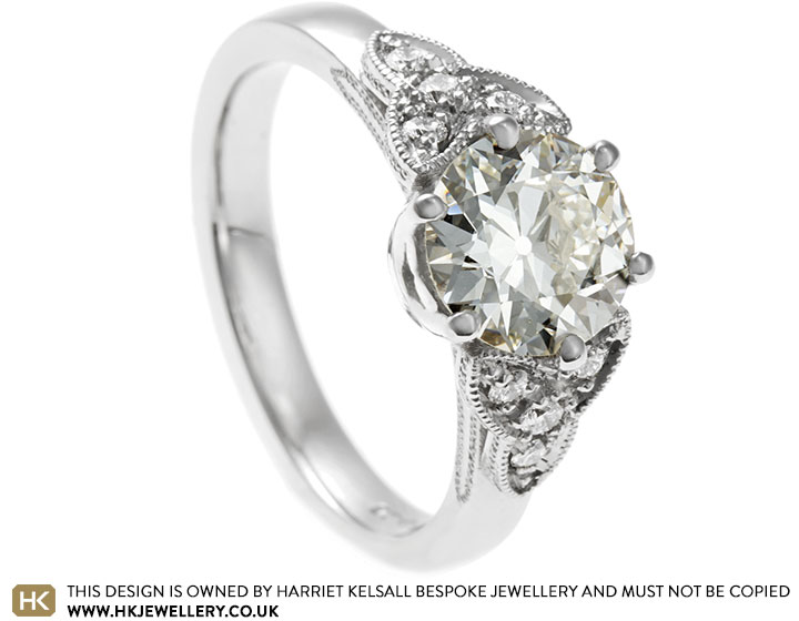 Christine's Platinum and Diamond Vintage Inspired Engagement Ring