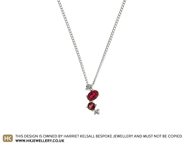 Karen's 9ct Yellow Gold and Silver Ruby, Tourmaline and Diamond Pendant