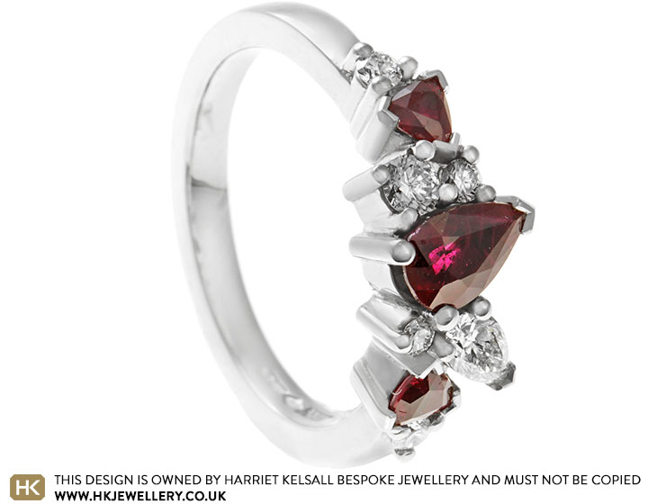 Katie's 100% Recycled Platinum Ruby and Diamond Cluster Ring