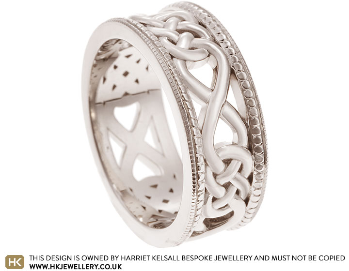 Martin's 18 Carat White Gold Celtic Knot Inspired Wedding Ring