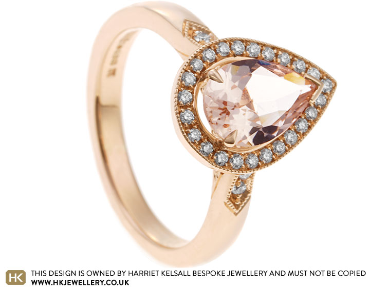 Hannah's 9ct Rose Gold Morganite and Diamond Engagement Ring