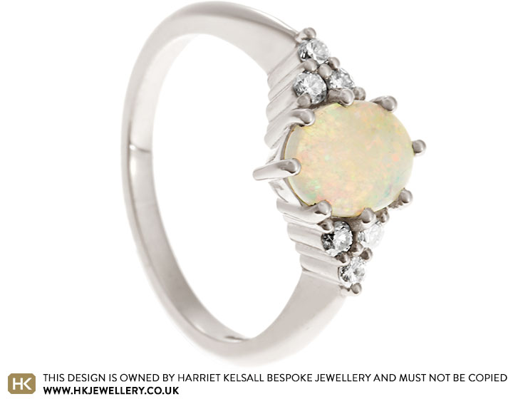 Chloe's 18ct White Gold Opal and Diamond Cluster Engagement Ring