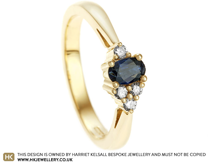 Kelly's Redesigned Yellow Gold Sapphire and Diamond Engagement Ring