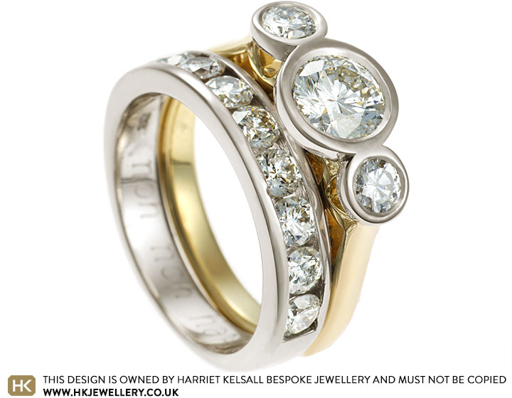 Juliet's 18ct White and Yellow Gold Diamond Trilogy Engagement Ring ...