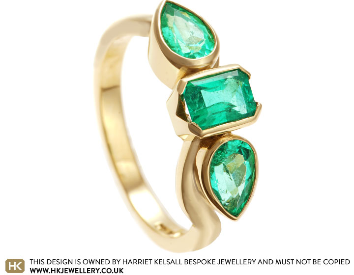 Danielle's 9ct Yellow Gold and Emerald Twist Engagement Ring