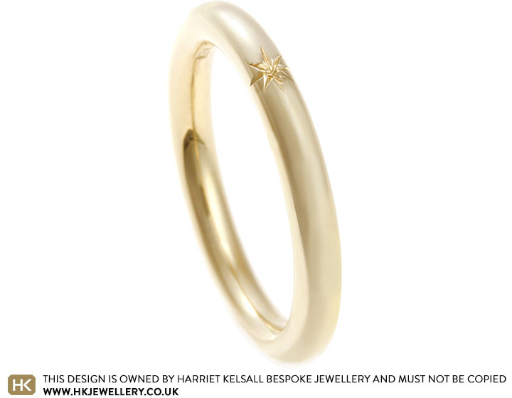 Liz's 9ct Yellow Gold Halo Profile Wedding Ring