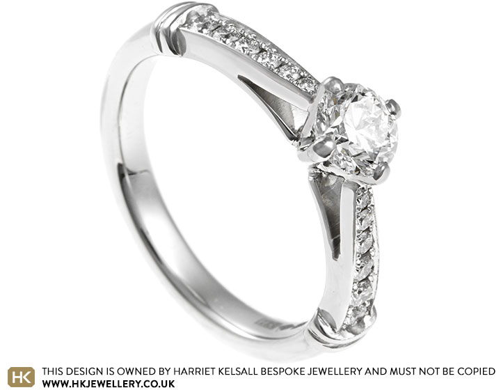 Hayley's Platinum and Diamond Engagement Ring with Collar Detailing