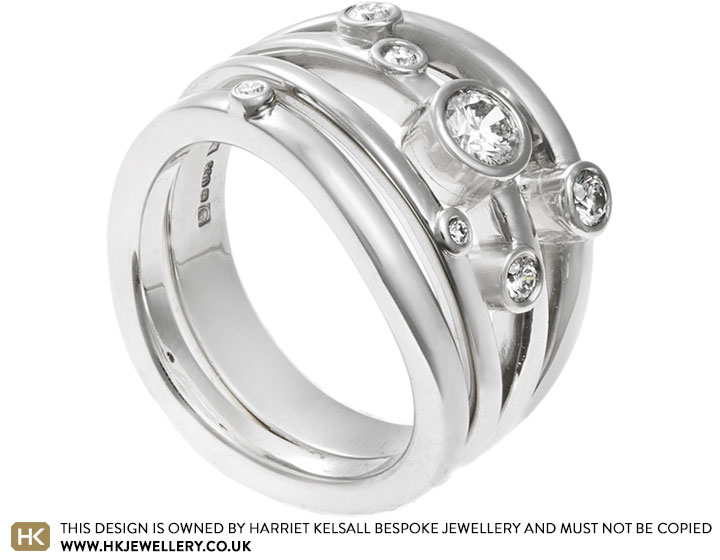 Alice's Platinum Constellation Diamond Wedding Ring