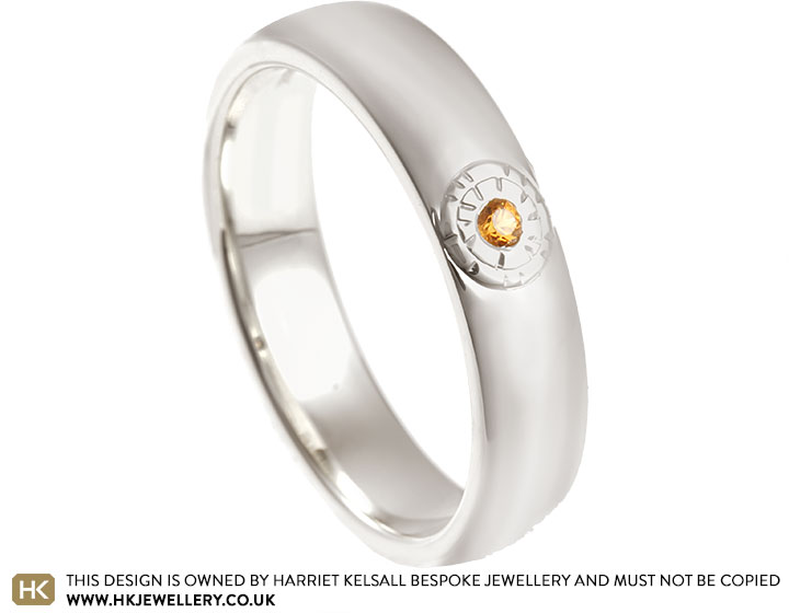 Jack's Bespoke Wedding Ring With Mandarin Orange Garnet