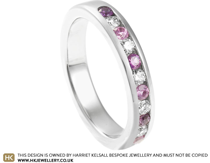 Janice's Surprise Platinum Diamond and Pastel Colour Sapphire Eternity Ring