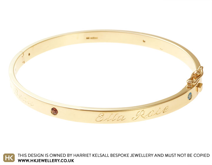 Julie's Bespoke Yellow Gold Family Birthstone Bangle