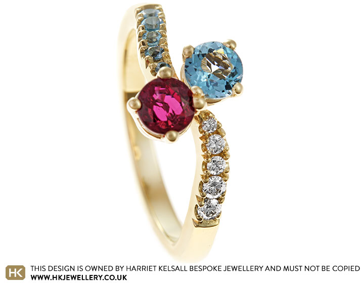 Aquamarine & Pear Diamond Toi et Moi Ring | Berlinger Jewelry